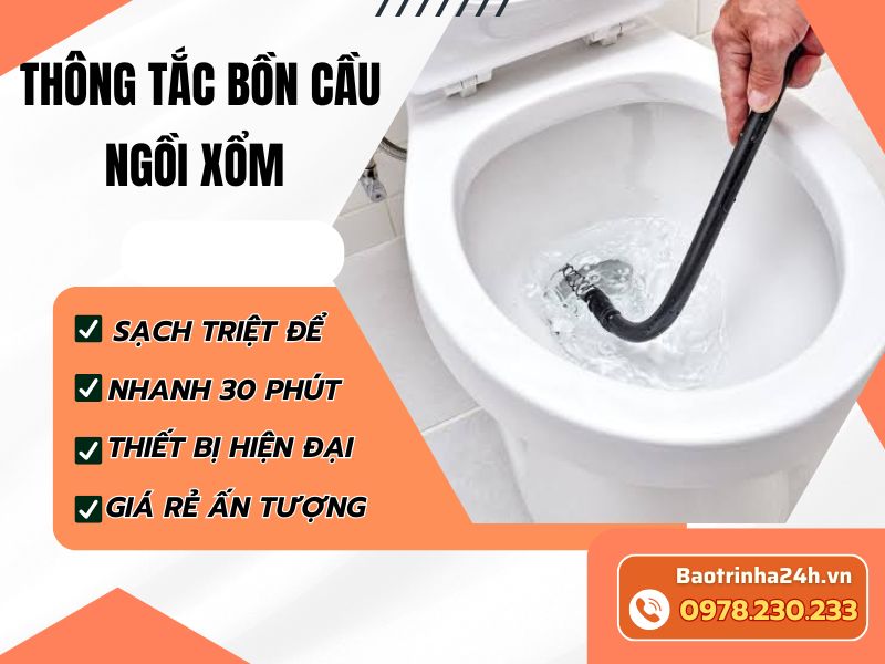 Thông tắc bồn cầu ngồi xổm đúng nguyên nhân