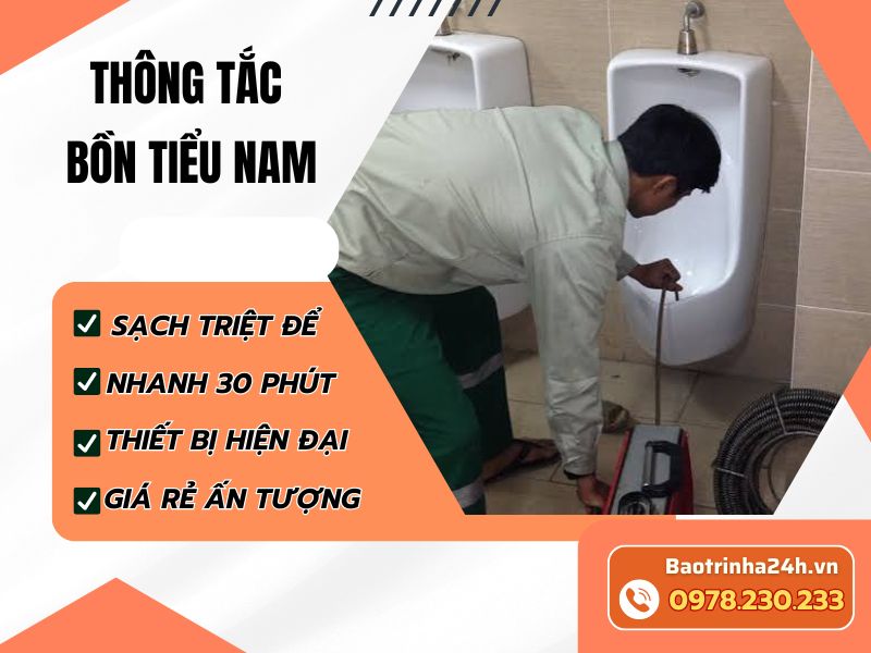 Thông tắc bồn tiểu nam đúng nguyên nhân, tránh tái tắc