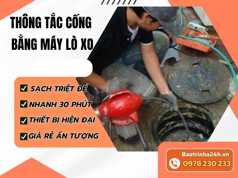 Thông tắc cống bằng máy lò xo xử lý tắc sâu thế nào?