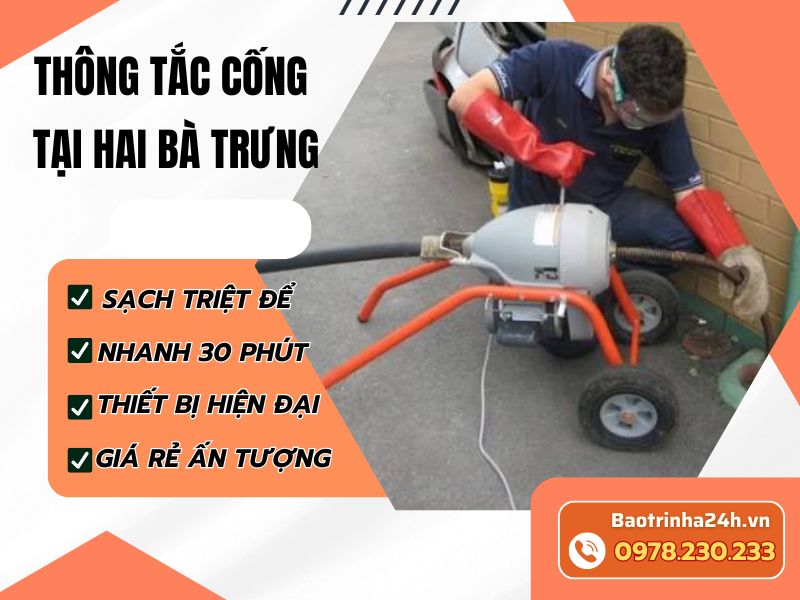 Thông tắc cống tại Hai Bà Trưng xử lý đúng điểm nghẹt